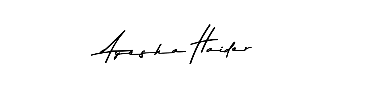 Make a beautiful signature design for name Ayesha Haider. With this signature (Asem Kandis PERSONAL USE) style, you can create a handwritten signature for free. Ayesha Haider signature style 9 images and pictures png