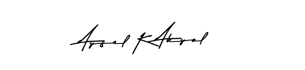 How to make Aysel K Akyol name signature. Use Asem Kandis PERSONAL USE style for creating short signs online. This is the latest handwritten sign. Aysel K Akyol signature style 9 images and pictures png