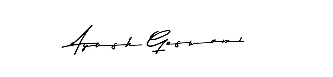 How to make Ayush Goswami name signature. Use Asem Kandis PERSONAL USE style for creating short signs online. This is the latest handwritten sign. Ayush Goswami signature style 9 images and pictures png