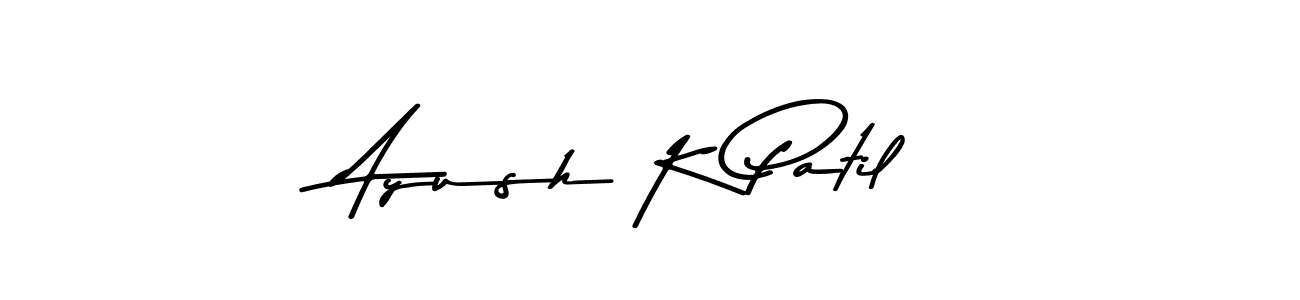 How to make Ayush K Patil name signature. Use Asem Kandis PERSONAL USE style for creating short signs online. This is the latest handwritten sign. Ayush K Patil signature style 9 images and pictures png