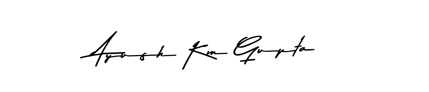 How to make Ayush Km Gupta name signature. Use Asem Kandis PERSONAL USE style for creating short signs online. This is the latest handwritten sign. Ayush Km Gupta signature style 9 images and pictures png