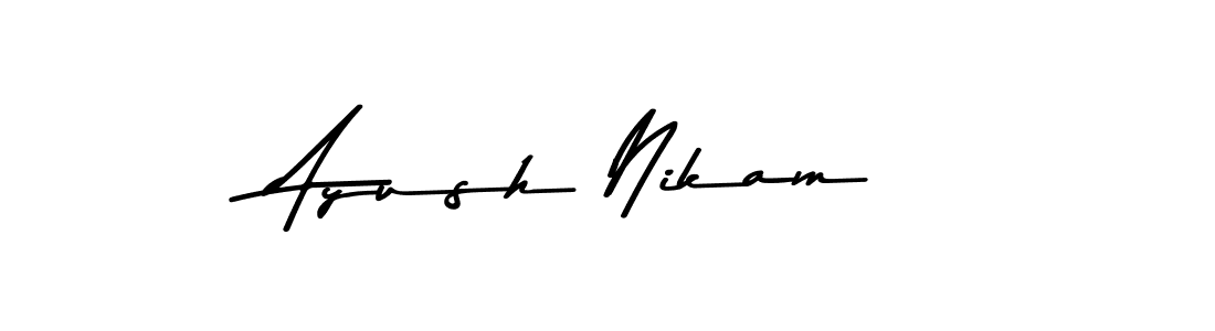 How to make Ayush Nikam name signature. Use Asem Kandis PERSONAL USE style for creating short signs online. This is the latest handwritten sign. Ayush Nikam signature style 9 images and pictures png