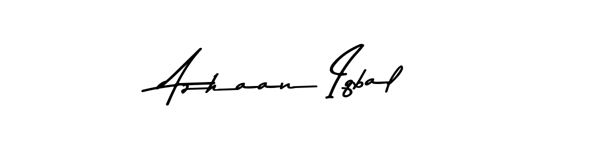 Create a beautiful signature design for name Azhaan Iqbal. With this signature (Asem Kandis PERSONAL USE) fonts, you can make a handwritten signature for free. Azhaan Iqbal signature style 9 images and pictures png