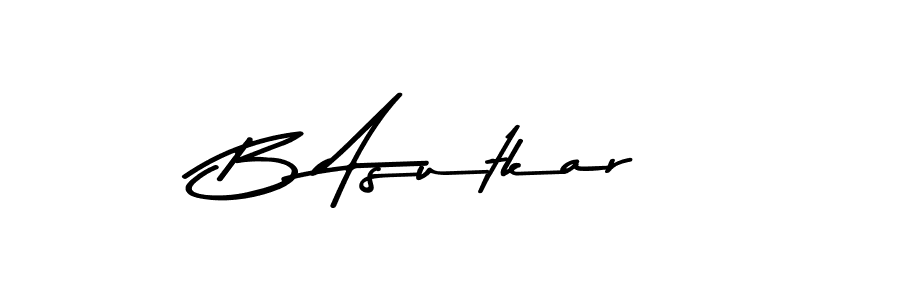 How to make B Asutkar name signature. Use Asem Kandis PERSONAL USE style for creating short signs online. This is the latest handwritten sign. B Asutkar signature style 9 images and pictures png