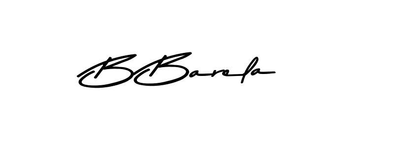 How to make B Barela name signature. Use Asem Kandis PERSONAL USE style for creating short signs online. This is the latest handwritten sign. B Barela signature style 9 images and pictures png