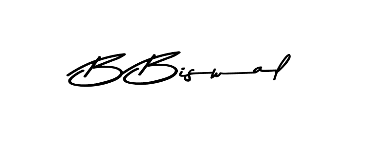 The best way (Asem Kandis PERSONAL USE) to make a short signature is to pick only two or three words in your name. The name B Biswal include a total of six letters. For converting this name. B Biswal signature style 9 images and pictures png