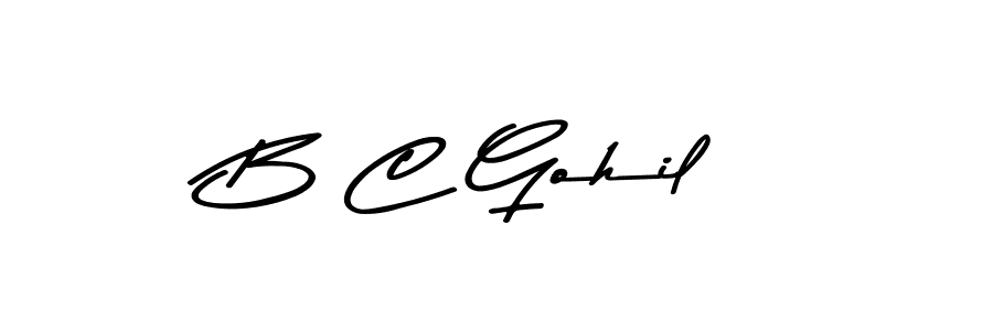 How to make B C Gohil name signature. Use Asem Kandis PERSONAL USE style for creating short signs online. This is the latest handwritten sign. B C Gohil signature style 9 images and pictures png