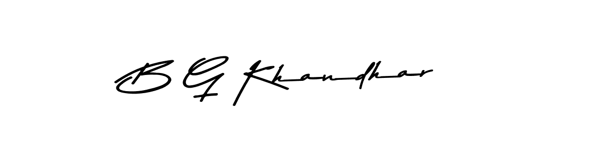 The best way (Asem Kandis PERSONAL USE) to make a short signature is to pick only two or three words in your name. The name B G Khandhar include a total of six letters. For converting this name. B G Khandhar signature style 9 images and pictures png