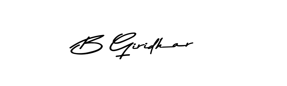 How to make B Giridhar name signature. Use Asem Kandis PERSONAL USE style for creating short signs online. This is the latest handwritten sign. B Giridhar signature style 9 images and pictures png