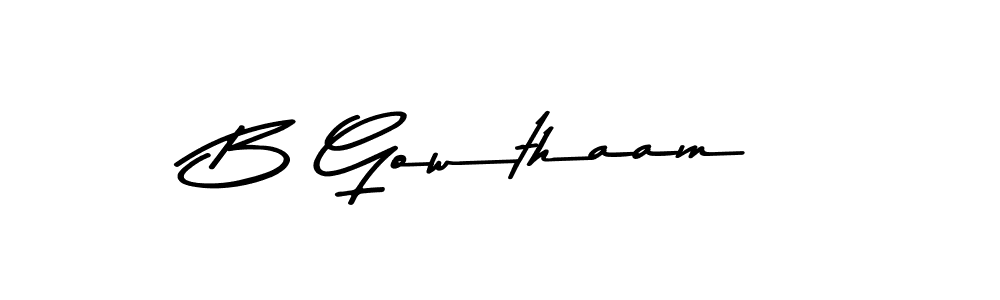 How to make B Gowthaam name signature. Use Asem Kandis PERSONAL USE style for creating short signs online. This is the latest handwritten sign. B Gowthaam signature style 9 images and pictures png