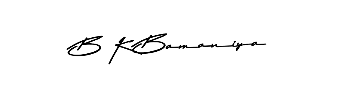 Also we have B K Bamaniya name is the best signature style. Create professional handwritten signature collection using Asem Kandis PERSONAL USE autograph style. B K Bamaniya signature style 9 images and pictures png