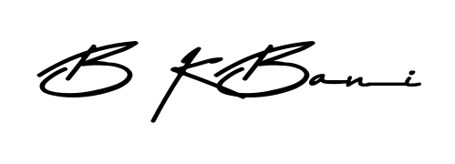 Transform the name B K Bani into a signature masterpiece using Asem Kandis PERSONAL USE font. Ideal for photographers, artists, and creators looking for watermarks. B K Bani signature style 9 images and pictures png
