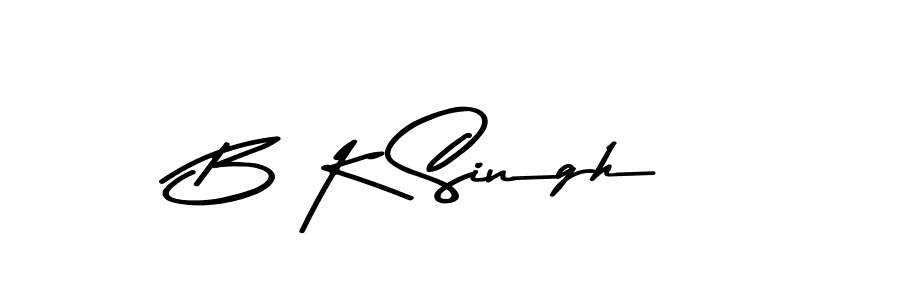How to make B K Singh name signature. Use Asem Kandis PERSONAL USE style for creating short signs online. This is the latest handwritten sign. B K Singh signature style 9 images and pictures png