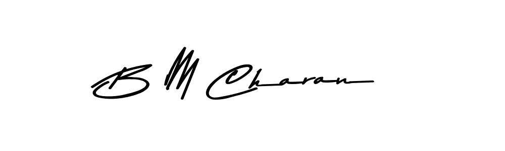 How to make B M Charan name signature. Use Asem Kandis PERSONAL USE style for creating short signs online. This is the latest handwritten sign. B M Charan signature style 9 images and pictures png