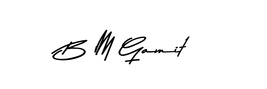 How to make B M Gamit name signature. Use Asem Kandis PERSONAL USE style for creating short signs online. This is the latest handwritten sign. B M Gamit signature style 9 images and pictures png