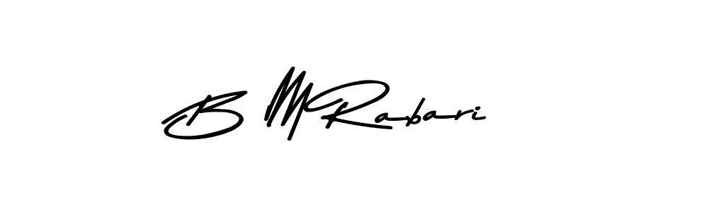 How to make B M Rabari name signature. Use Asem Kandis PERSONAL USE style for creating short signs online. This is the latest handwritten sign. B M Rabari signature style 9 images and pictures png