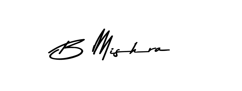 How to make B Mishra name signature. Use Asem Kandis PERSONAL USE style for creating short signs online. This is the latest handwritten sign. B Mishra signature style 9 images and pictures png