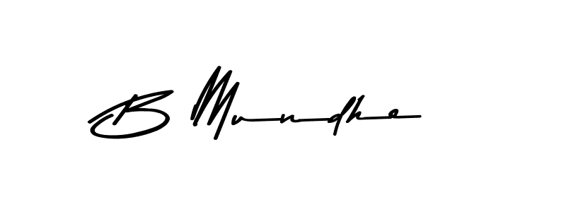 How to make B Mundhe name signature. Use Asem Kandis PERSONAL USE style for creating short signs online. This is the latest handwritten sign. B Mundhe signature style 9 images and pictures png
