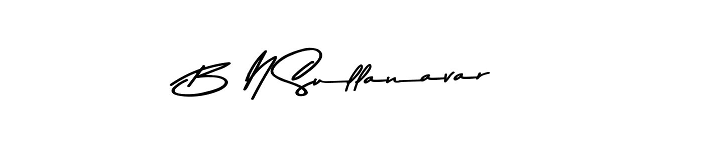 How to make B N Sullanavar name signature. Use Asem Kandis PERSONAL USE style for creating short signs online. This is the latest handwritten sign. B N Sullanavar signature style 9 images and pictures png