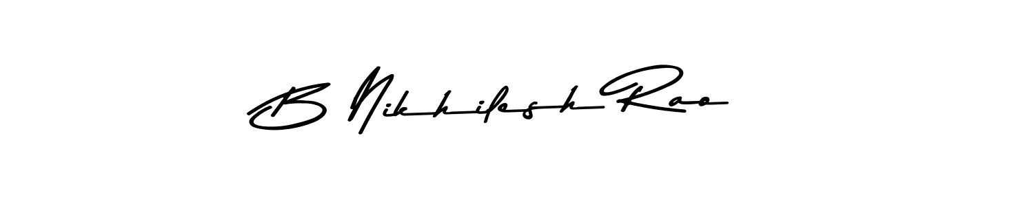Make a beautiful signature design for name B Nikhilesh Rao. With this signature (Asem Kandis PERSONAL USE) style, you can create a handwritten signature for free. B Nikhilesh Rao signature style 9 images and pictures png