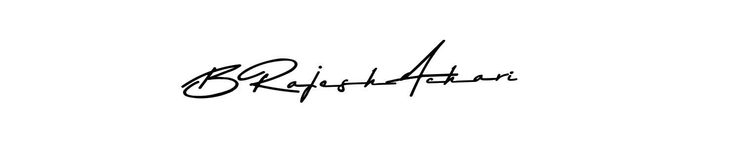 The best way (Asem Kandis PERSONAL USE) to make a short signature is to pick only two or three words in your name. The name B Rajesh Achari include a total of six letters. For converting this name. B Rajesh Achari signature style 9 images and pictures png