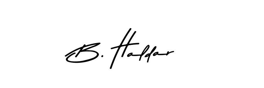 How to make B. Haldar name signature. Use Asem Kandis PERSONAL USE style for creating short signs online. This is the latest handwritten sign. B. Haldar signature style 9 images and pictures png