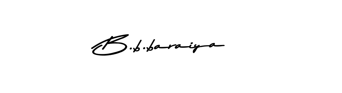 Create a beautiful signature design for name B.b.baraiya. With this signature (Asem Kandis PERSONAL USE) fonts, you can make a handwritten signature for free. B.b.baraiya signature style 9 images and pictures png