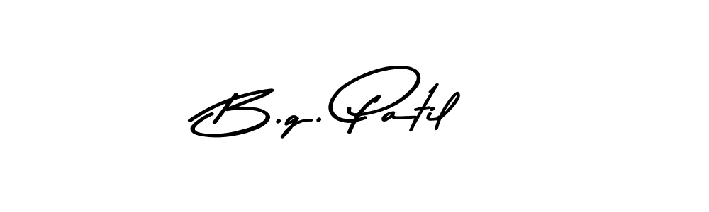 How to make B.g. Patil name signature. Use Asem Kandis PERSONAL USE style for creating short signs online. This is the latest handwritten sign. B.g. Patil signature style 9 images and pictures png