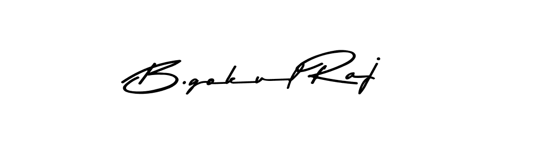 How to make B.gokul Raj name signature. Use Asem Kandis PERSONAL USE style for creating short signs online. This is the latest handwritten sign. B.gokul Raj signature style 9 images and pictures png