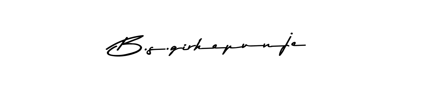 How to make B.s.girhepunje name signature. Use Asem Kandis PERSONAL USE style for creating short signs online. This is the latest handwritten sign. B.s.girhepunje signature style 9 images and pictures png