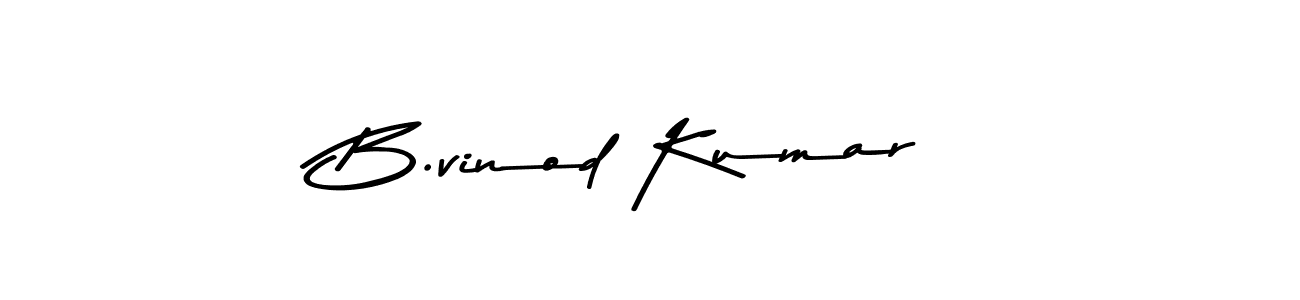 Create a beautiful signature design for name B.vinod Kumar. With this signature (Asem Kandis PERSONAL USE) fonts, you can make a handwritten signature for free. B.vinod Kumar signature style 9 images and pictures png