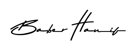 Elevate your brand with a stunning Baber Hanif eSignature. The Asem Kandis PERSONAL USE style provides a balanced, flowing aesthetic for everyday signing. Baber Hanif signature style 9 images and pictures png