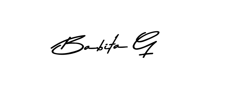 The best way (Asem Kandis PERSONAL USE) to make a short signature is to pick only two or three words in your name. The name Babita G include a total of six letters. For converting this name. Babita G signature style 9 images and pictures png