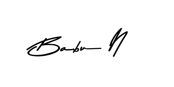 if you are searching for the best signature style for your name Babu N. so please give up your signature search. here we have designed multiple signature styles  using Asem Kandis PERSONAL USE. Babu N signature style 9 images and pictures png