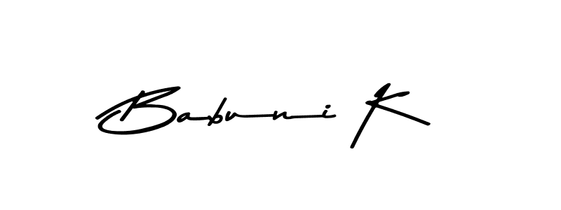 Create a beautiful signature design for name Babuni K. With this signature (Asem Kandis PERSONAL USE) fonts, you can make a handwritten signature for free. Babuni K signature style 9 images and pictures png