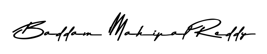 Get an exclusive digital autograph for Baddam Mahipal Reddy. The Asem Kandis PERSONAL USE typeface captures the charm of real penmanship on paper. Baddam Mahipal Reddy signature style 9 images and pictures png