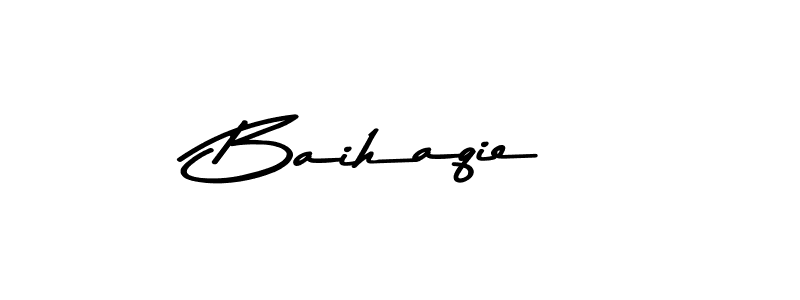 How to make Baihaqie name signature. Use Asem Kandis PERSONAL USE style for creating short signs online. This is the latest handwritten sign. Baihaqie signature style 9 images and pictures png
