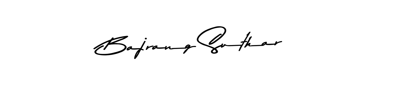 How to make Bajrang Suthar name signature. Use Asem Kandis PERSONAL USE style for creating short signs online. This is the latest handwritten sign. Bajrang Suthar signature style 9 images and pictures png