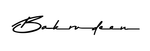 Discover how Bakrudeen looks in an executive cursive font (Asem Kandis PERSONAL USE). Perfect for legal documents, invoices, and certificates. Bakrudeen signature style 9 images and pictures png