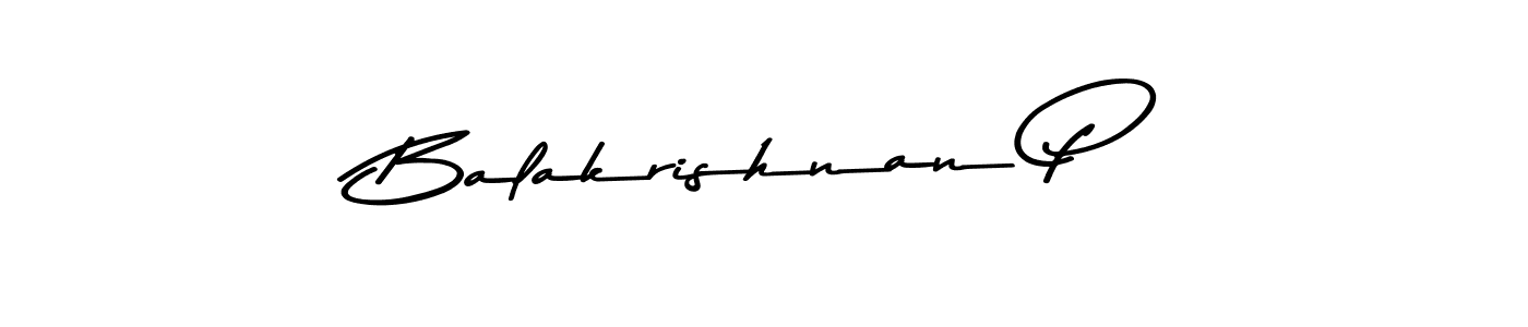 Make a beautiful signature design for name Balakrishnan P. With this signature (Asem Kandis PERSONAL USE) style, you can create a handwritten signature for free. Balakrishnan P signature style 9 images and pictures png
