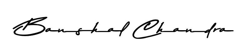 The Asem Kandis PERSONAL USE typeface gives name Banshal Chandra a refined look. Suitable for certificates, diplomas, and official verification. Banshal Chandra signature style 9 images and pictures png