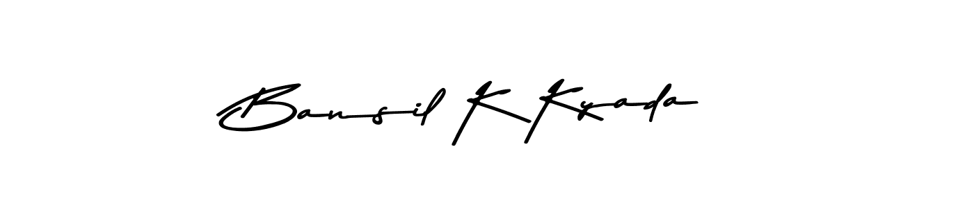 Design your own signature with our free online signature maker. With this signature software, you can create a handwritten (Asem Kandis PERSONAL USE) signature for name Bansil K Kyada. Bansil K Kyada signature style 9 images and pictures png