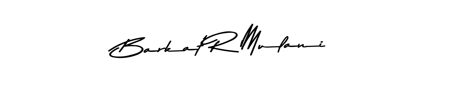 How to make Barkat R Mulani name signature. Use Asem Kandis PERSONAL USE style for creating short signs online. This is the latest handwritten sign. Barkat R Mulani signature style 9 images and pictures png