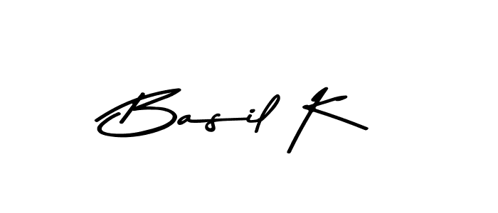 How to make Basil K name signature. Use Asem Kandis PERSONAL USE style for creating short signs online. This is the latest handwritten sign. Basil K signature style 9 images and pictures png