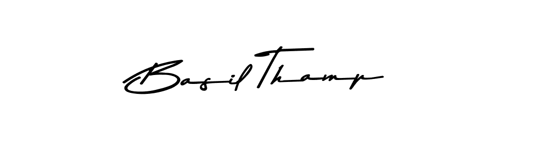 How to make Basil Thamp name signature. Use Asem Kandis PERSONAL USE style for creating short signs online. This is the latest handwritten sign. Basil Thamp signature style 9 images and pictures png