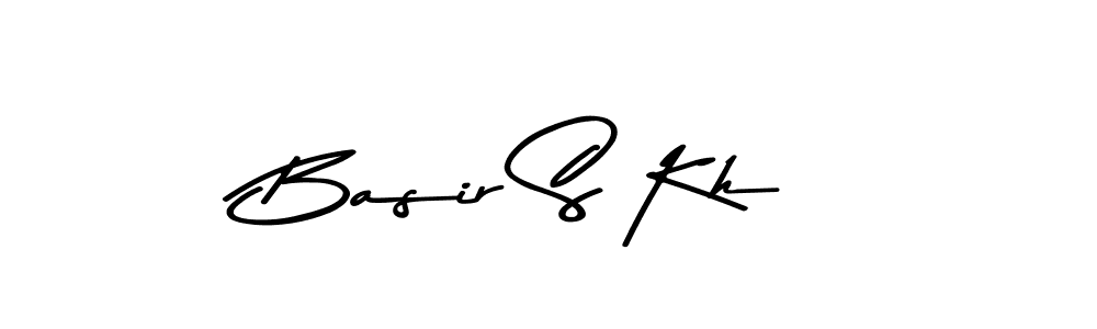 How to make Basir S Kh name signature. Use Asem Kandis PERSONAL USE style for creating short signs online. This is the latest handwritten sign. Basir S Kh signature style 9 images and pictures png