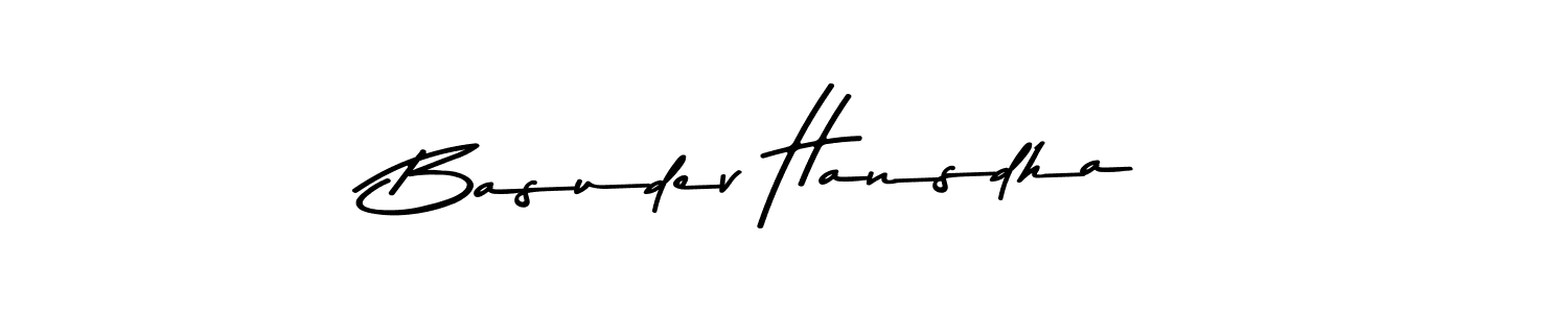 How to make Basudev Hansdha name signature. Use Asem Kandis PERSONAL USE style for creating short signs online. This is the latest handwritten sign. Basudev Hansdha signature style 9 images and pictures png