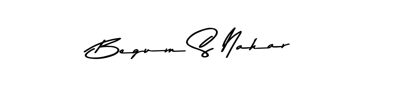 How to make Begum S Nahar name signature. Use Asem Kandis PERSONAL USE style for creating short signs online. This is the latest handwritten sign. Begum S Nahar signature style 9 images and pictures png