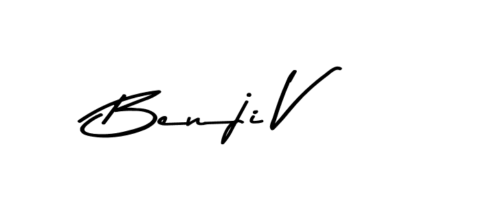 Create a beautiful signature design for name Benji V. With this signature (Asem Kandis PERSONAL USE) fonts, you can make a handwritten signature for free. Benji V signature style 9 images and pictures png
