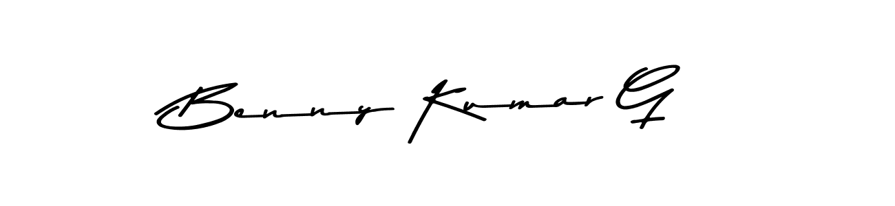 Create a beautiful signature design for name Benny Kumar G. With this signature (Asem Kandis PERSONAL USE) fonts, you can make a handwritten signature for free. Benny Kumar G signature style 9 images and pictures png